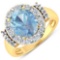 APP: 14.1k Gorgeous 14K Yellow Gold 2.51CT Oval Cut Aquamarine and White Diamond Ring - Great Invest