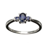 APP: 0.5k Fine Jewelry 0.75CT Oval Cut Blue Sapphire And Platinum Over Sterling Silver Ring