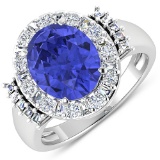 APP: 16.1k Gorgeous 14K White Gold 3.21CT Oval Cut Tanzanite and White Diamond Ring - Great Investme