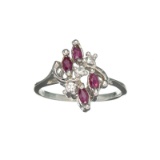 Fine Jewelry 0.50CT Ruby And Topaz Platinum Over Sterling Silver Ring
