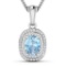 APP: 5.3k Gorgeous 14K White Gold 0.91CT Oval Cut Aquamarine and White Diamond Pendant - Great Inves