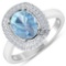 APP: 5.7k Gorgeous 14K White Gold 1.21CT Oval Cut Aquamarine and White Diamond Ring - Great Investme