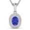 APP: 5.5k Gorgeous 14K White Gold 1.06CT Oval Cut Tanzanite and White Diamond Pendant - Great Invest