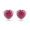 0.70CT Heart Cut Ruby Sterling Silver Earrings - Great Investment - Compelling Piece! -PNR-