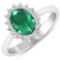 APP: 8.1k Gorgeous 14K White Gold 1.41CT Oval Cut Zambian Emerald and White Diamond Ring - Great Inv