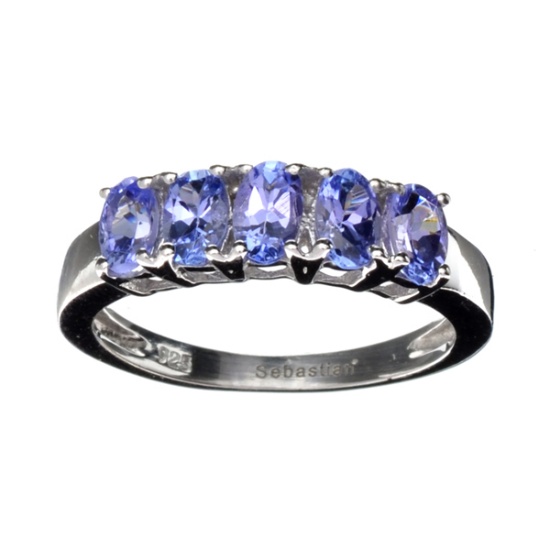 APP: 1.7k 1.75CT Oval Cut Tanzanite And Platinum Over Sterling Silver Ring