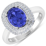 APP: 5.9k Gorgeous 14K White Gold 1.31CT Oval Cut Tanzanite and White Diamond Ring - Great Investmen