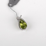 *Fine Jewelry 18KT. Gold, 2.51CT Peridot And 0.32CT Diamond Pendant (FJ F290)