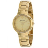 Mathey Tissot Women's Classic Round Stainless Steel Case Gold Dial Sapphire Push/Pull Quartz Watch (