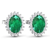 APP: 5.2k Gorgeous 14K White Gold 1.92CT Oval Cut Zambian Emerald and White Diamond Earrings - Great