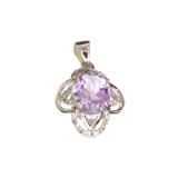 APP: 0.6k Fine Jewelry 2.50CT Purple Amethyst And White Sapphire Sterling Silver Pendant