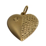 Exquisite 14KT. Gold, Puffed Heart Pendant