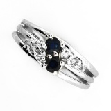 Designer Sebastian 0.36CT Round Cut Blue Sapphire And Topaz  Platinum Over Sterling Silver Ring