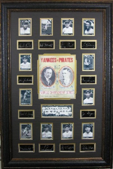 *Rare 1927 Yankees Vs. Pirates World Championship Series Museum Framed Collage - Plate Signed