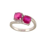 APP: 1.1k 1.75CT Cushion Cut Ruby and White Topaz Sterling Silver Ring - Luxurious Quality! -PNR-