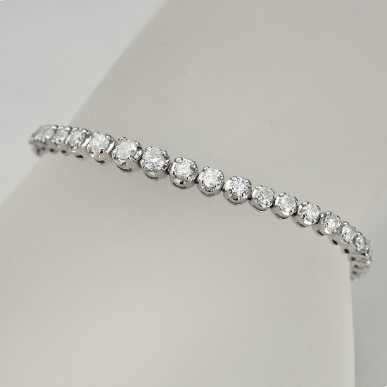 *Fine Jewelry 14KT White Gold, 4.00CT Round Brilliant Cut Diamond Bracelet (VGN A-41) (Vault V)