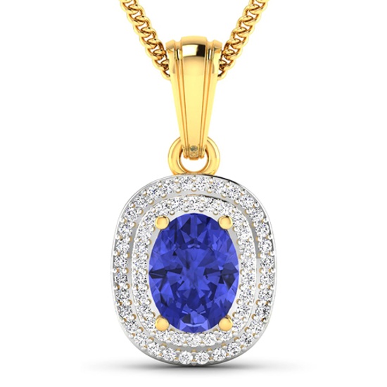 APP: 5.5k Gorgeous 14K Yellow Gold 1.06CT Oval Cut Tanzanite and White Diamond Pendant - Great Inves