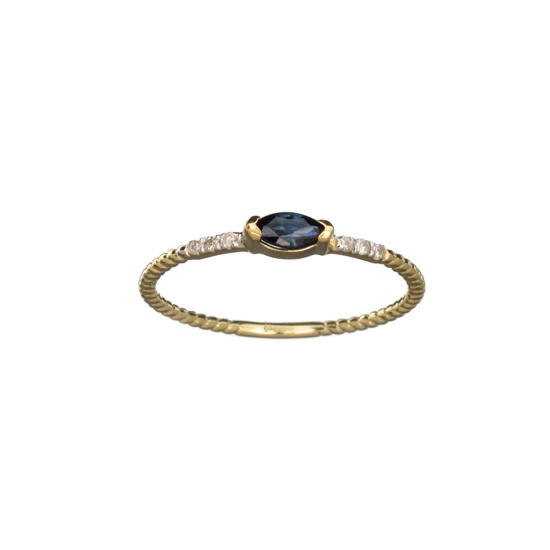 APP: 0.5k Fine Jewelry 14KT. Gold, 0.20CT Blue Sapphire And Diamond Ring