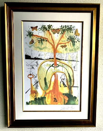 Salvador Dali (After) 'Mad Tea Party'  22 1/2 X 29 1/2 Museum Framed & Matted