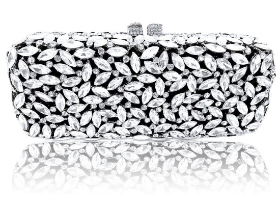 *Rare Exquisite Swarovski Crystal Element Handbag by Christal Couture -Kisses of Diamonds (Silver/Bl