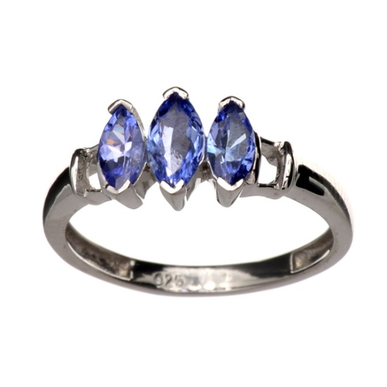 APP: 1.5k 0.88CT Marquise Cut Tanzanite And Platinum Over Sterling Silver Ring