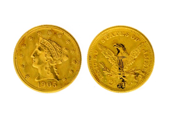 Rare 1905 $2.50 U.S Liberty Head Gold Coin - Great Investment -