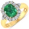 Gorgeous 14K Yellow Gold 1.61CT Cushion Cut Zambian Emerald and White Diamond Ring-Great Investment