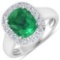 APP: 17k Gorgeous 14K White Gold 2.16CT Cushion Cut Zambian Emerald and White Diamond Ring