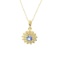 14KT. Gold 0.38CT Round Cut Tanzanite and 0.05CT Round Brilliant Cut Diamond Pendant W Gold Chain