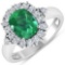 APP: 13.9k Gorgeous 14K White Gold 1.61CT Cushion Cut Zambian Emerald and White Diamond Ring