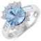 APP: 11.8k Gorgeous 14K White Gold 2.61CT Round Cut Aquamarine and White Diamond Ring