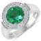 APP: 12.9k Gorgeous 14K White Gold 1.71CT Round Cut Zambian Emerald and White Diamond Ring
