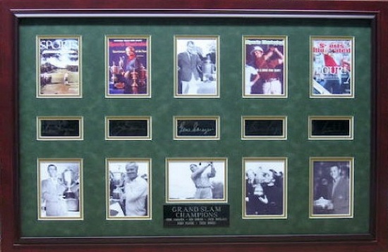 *Rare Golf Grand Slam Champions Museum Framed Collage - Plate Signed
