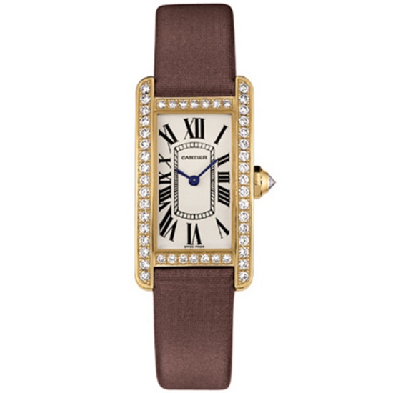 Cartier Women's Americane Rectangle Stainless Steel Case White Dial Sapphire Push/Pull Quartz Watch