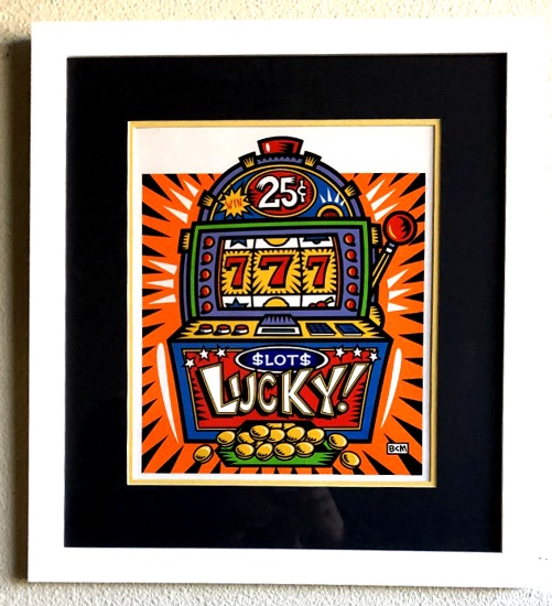 Burton Morris - ''''Slot Machine'''' Orange Framed Giclee Original Signature