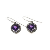 Rare Designer Sebastian Vintage, Amethyst And Sterling Silver Earrings