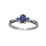 APP: 0.5k Fine Jewelry 0.75CT Oval Cut Blue Sapphire And Platinum Over Sterling Silver Ring