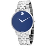 Movado Men's Museum Round Stainless Steel Case Blue Dial Sapphire Push/Pull Quartz Watch (Vault_M)