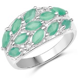 APP: 0.8k 1.33CT Marquise Cut Emerald and White Topaz Sterling Silver Ring