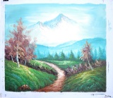 Oil Painting On Canvas- Snowed Mountain Path- 23.5''x27''