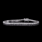 *Fine Jewelry 18KT. White Gold, Custom Made 4.03CT Round Brilliant Cut Diamond Tennis Bracelet