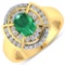 APP: 9.4k Gorgeous 14K Yellow Gold 0.96CT Oval Cut Zambian Emerald and White Diamond Ring - Great In
