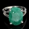 Fine Jewelry Designer Sebastian 5.50CT Oval Cut Green Beryl Emerald and Sterling Silver Ring