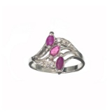 APP: 0.9k Fine Jewelry 0.50CT Ruby And Topaz Platinum Over Sterling Silver Ring