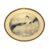 1928 Rare Louis Icart ''Rose Point Etching'' Original Frame And Backing Name W Stamped Windwill -P-