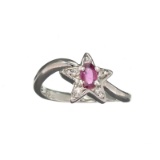 APP: 0.8k Fine Jewelry 0.31CT Ruby And Topaz Platinum Over Sterling Silver Ring