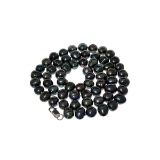 Gorgeous 18'' Black Pearl Strand with Sterling Silver Clasp Necklace