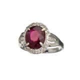 APP: 1.2k Fine Jewerly 3.00CT Oval Cut Ruby And White Sapphire Sterling Silver Ring