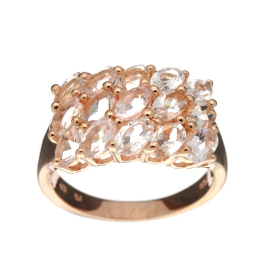 APP: 1.5k Fine Jewelry 2.60CT Oval Cut Morganite And  Sterling Silver Rose Gold Plated Ring