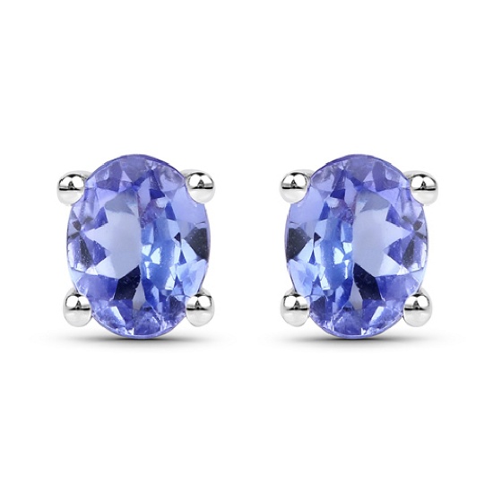 0.40CT Oval Cut Tanzanite Sterling Silver Earrings - Great Investment - Exceptional Quality! -PNR-